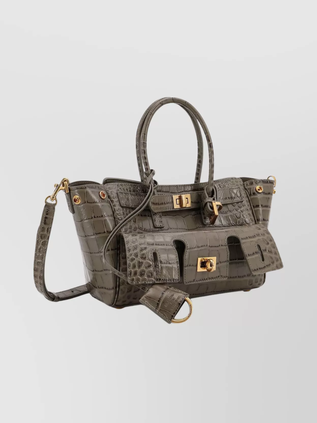 Balenciaga Mini Leather Shoulder Bag With Croco Texture