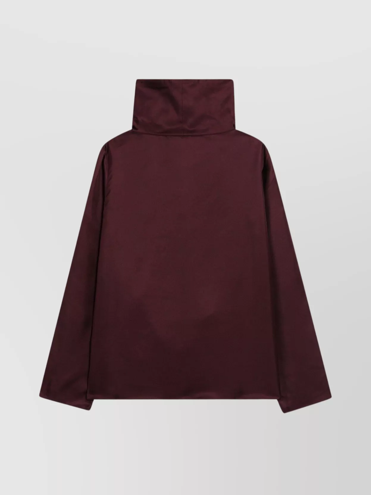 Loulou Studio Silk Blouse With Drawstring And High Collar In Burgundy