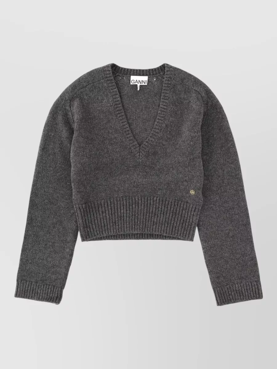 Ganni V-neck wool sweater