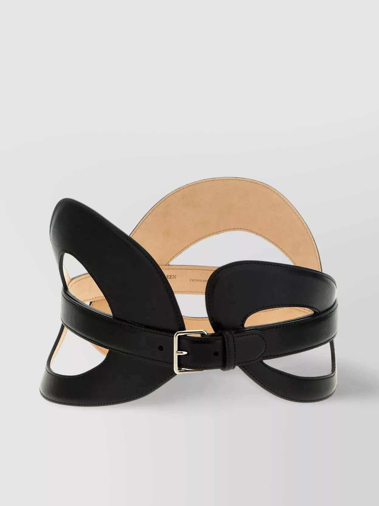 Shop Alexander Mcqueen 'curved' Double-layered Cut-out Belt