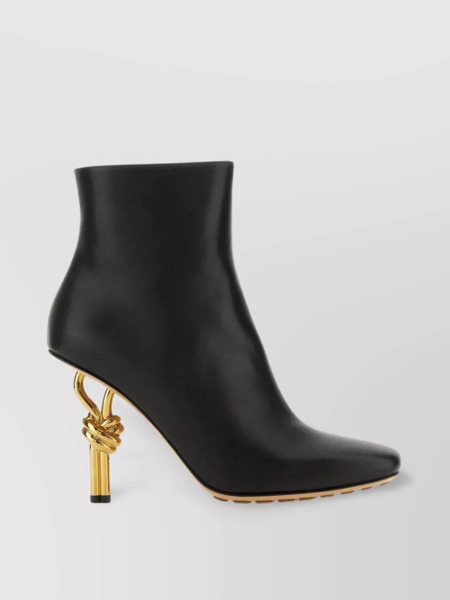 Shop Bottega Veneta Sculptural Heel Leather Ankle Boots In Black