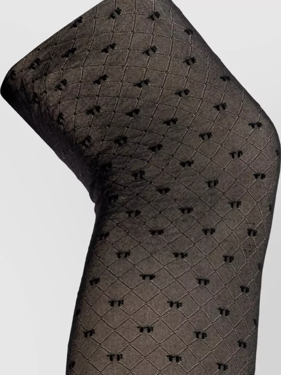 Tom Ford Semi-Sheer Monogram Diamond-Knit Tights