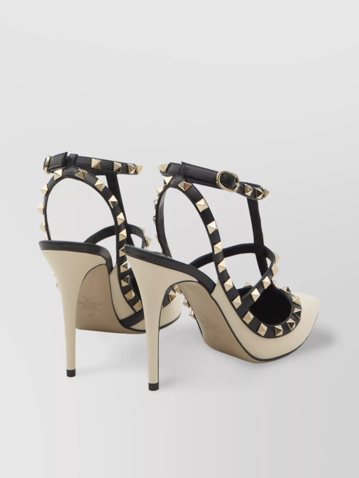 Valentino Stiletto Heel Leather Pumps Rockstuds In Neutral