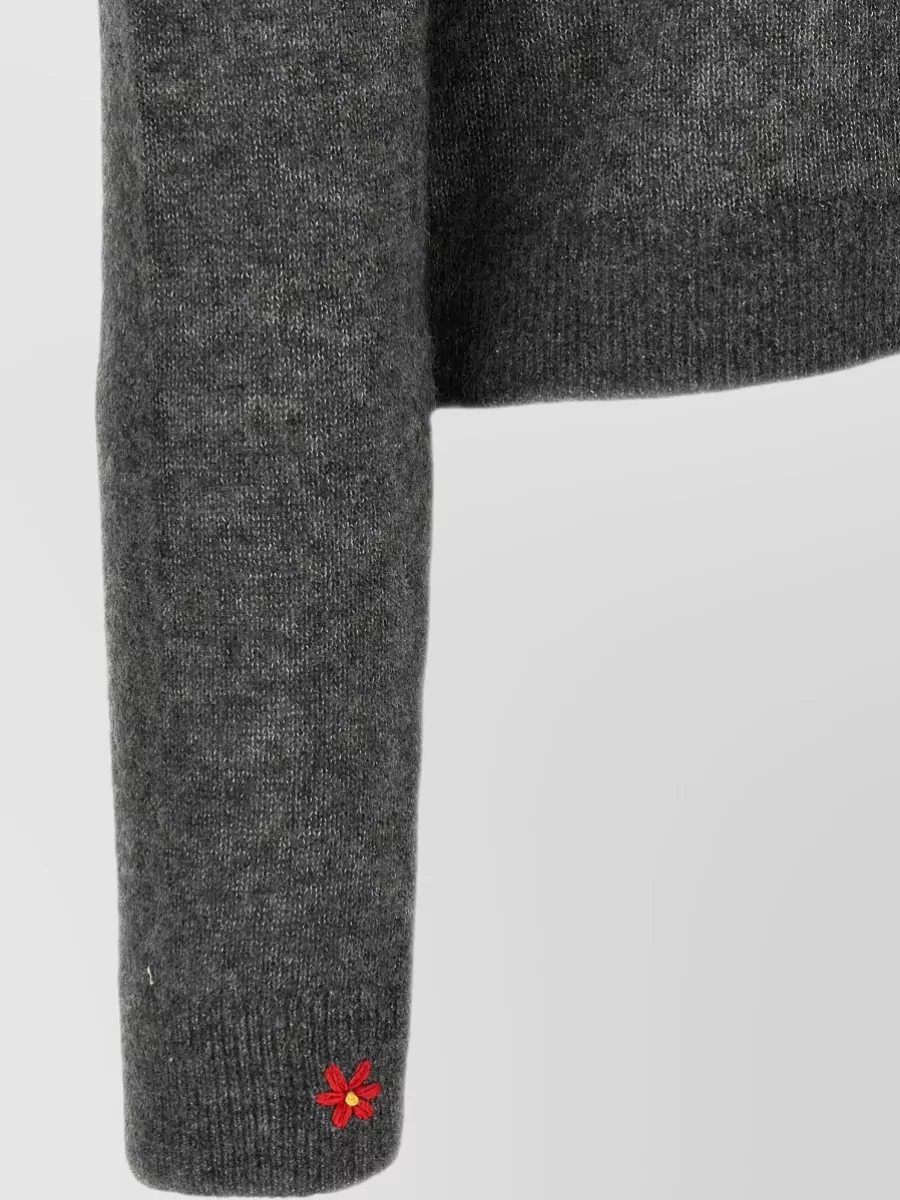 Tory Burch Cashmere Silk Embroidered Cuff Cardigan