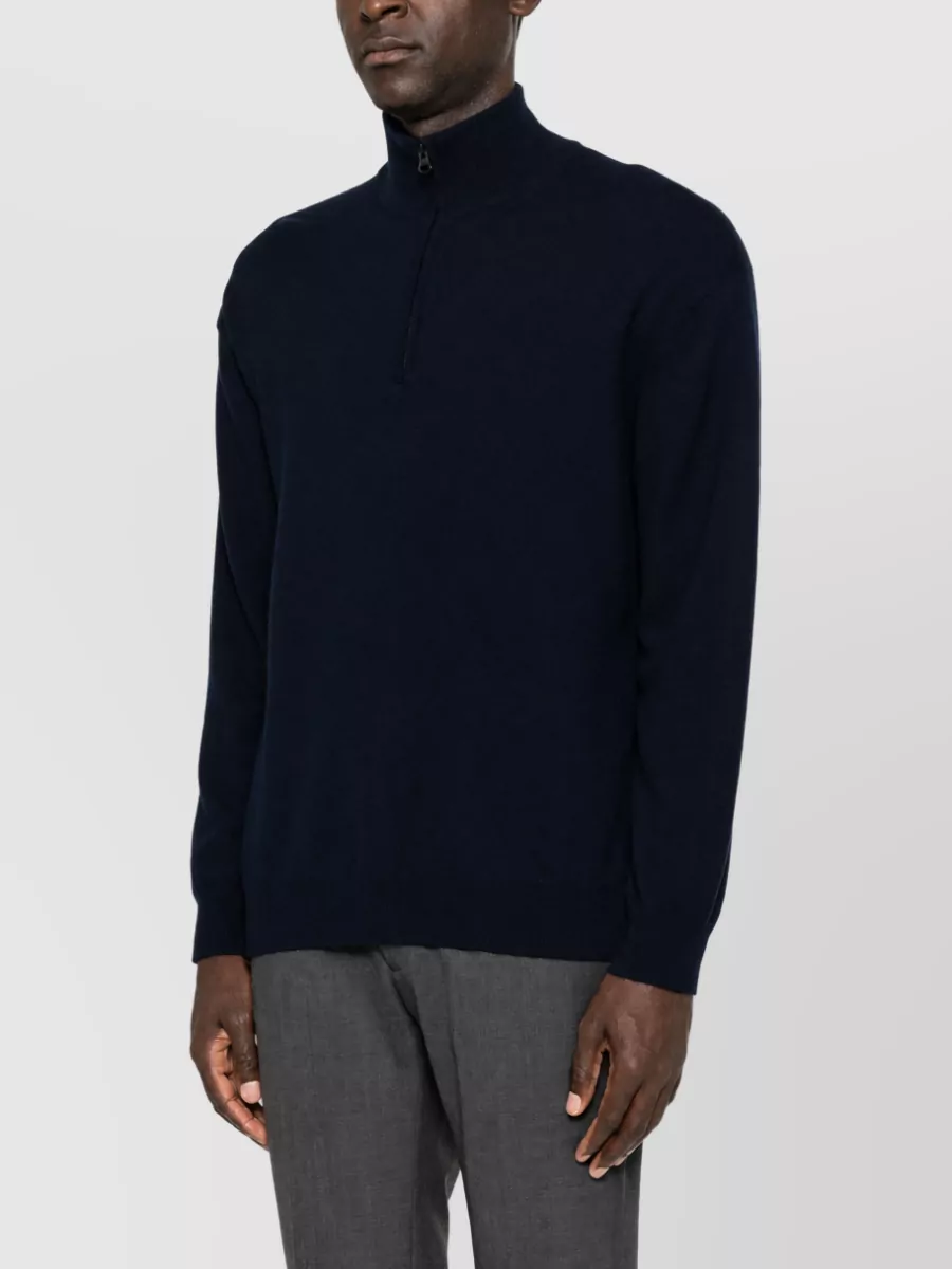 Lisa Yang Cashmere Half-Zip Ribbed-Trim Sweater