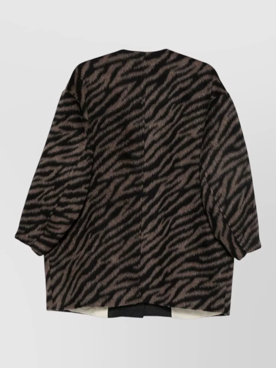 Alysi Brushed Tiger-Print Collarless Jacket
