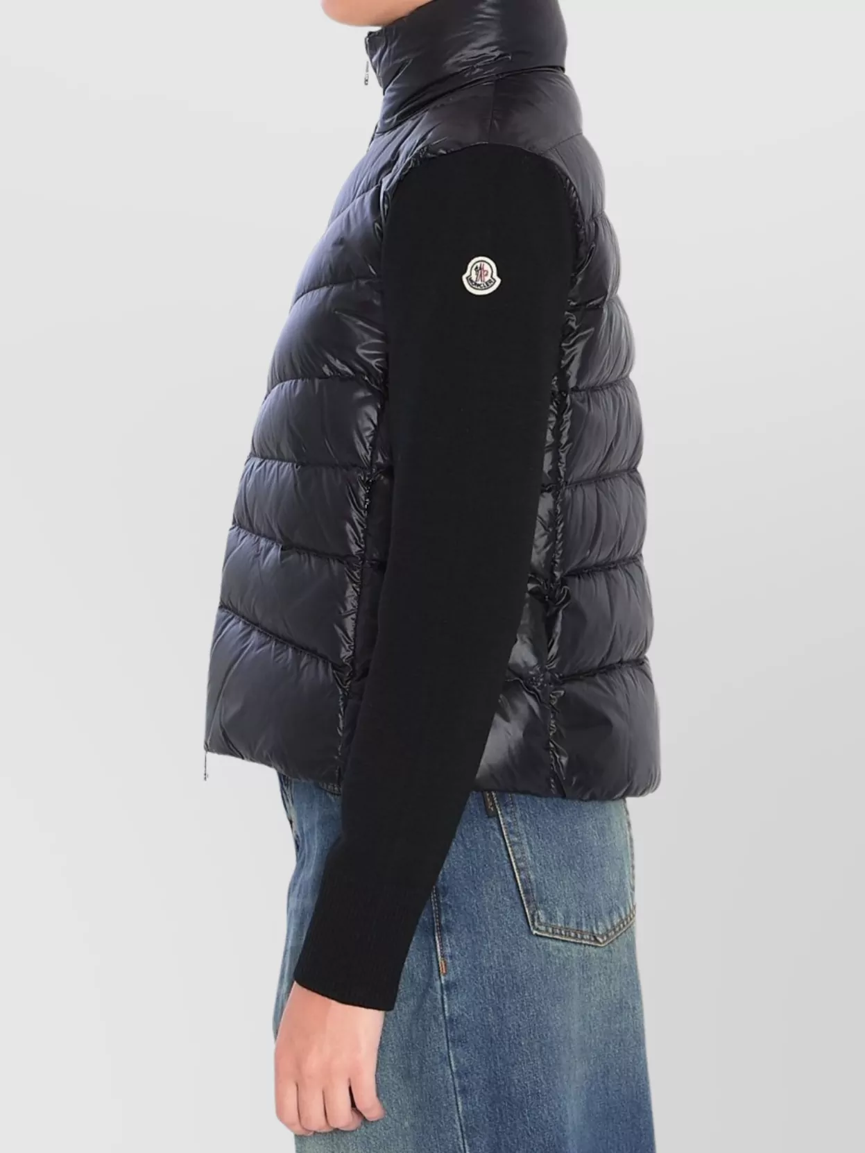 Moncler Wool Padded Oversized Cardigan With Ribbed Sleeves
