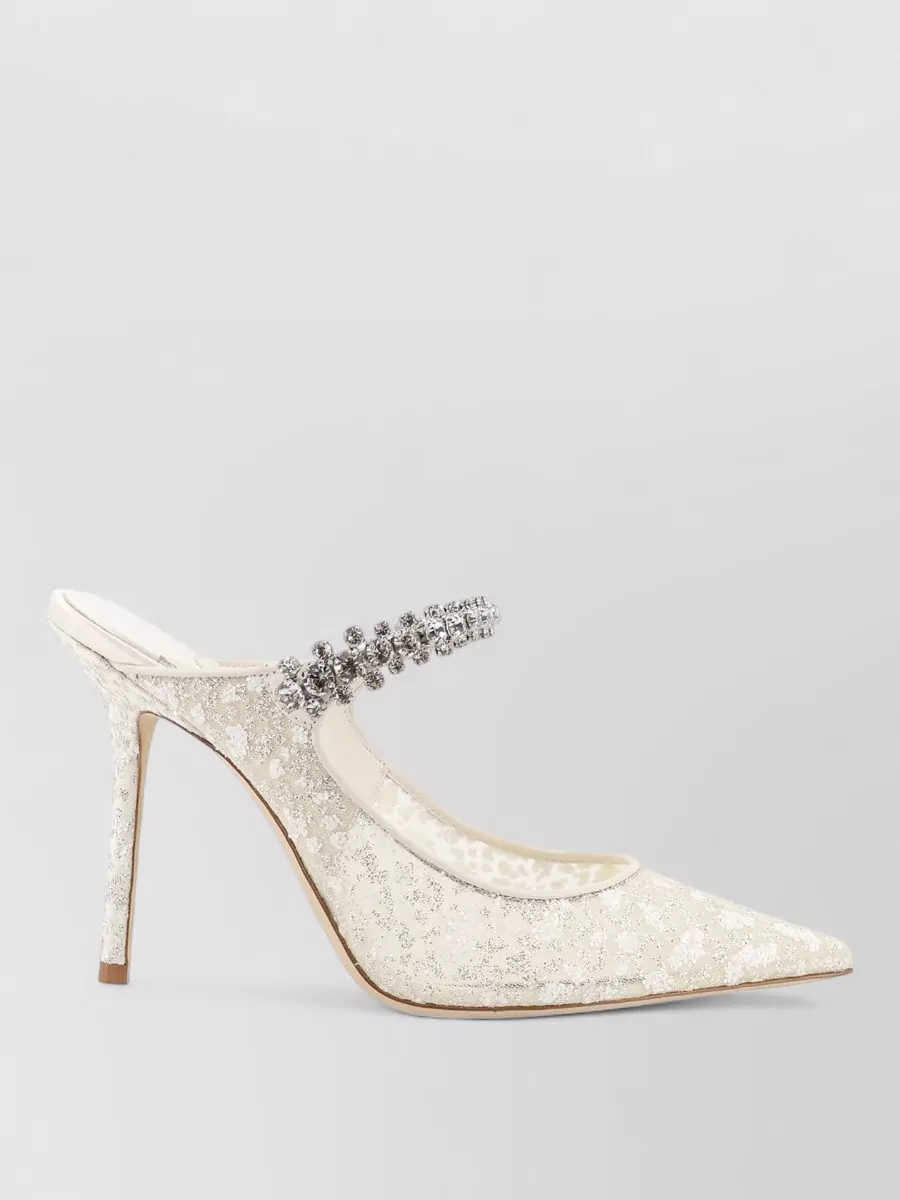 Jimmy Choo Embellished Mesh High Heel Mules