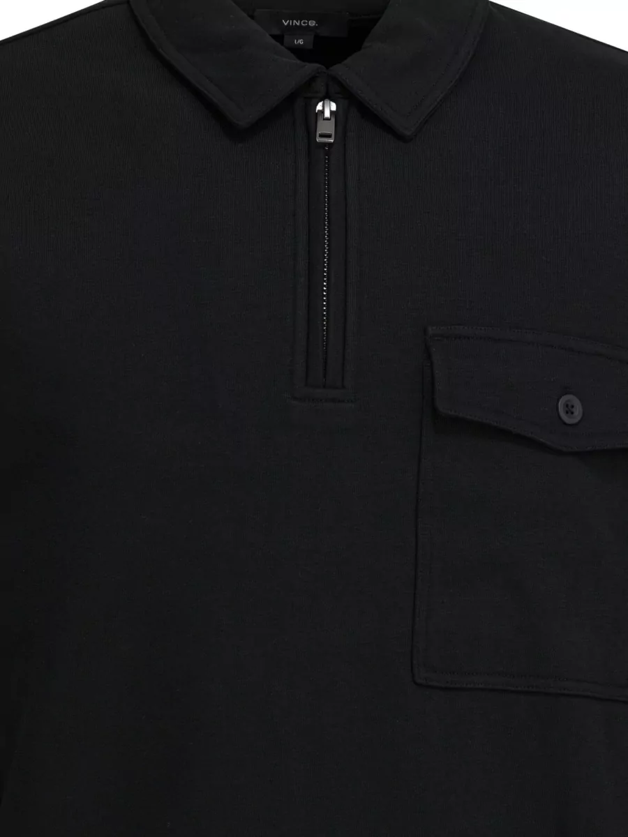 Vince Cotton Blend Zip Polo Shirt