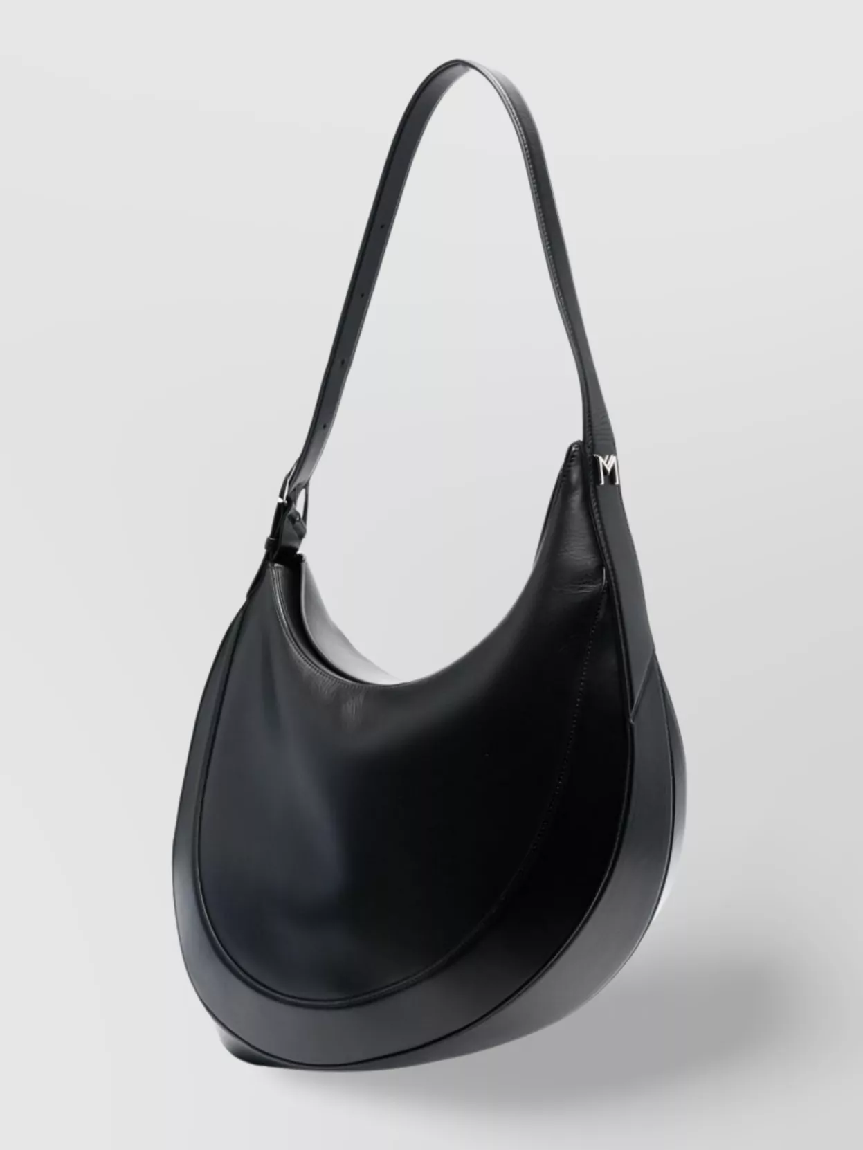 Shop Mugler Curved Leather Shoulder Bag In Black