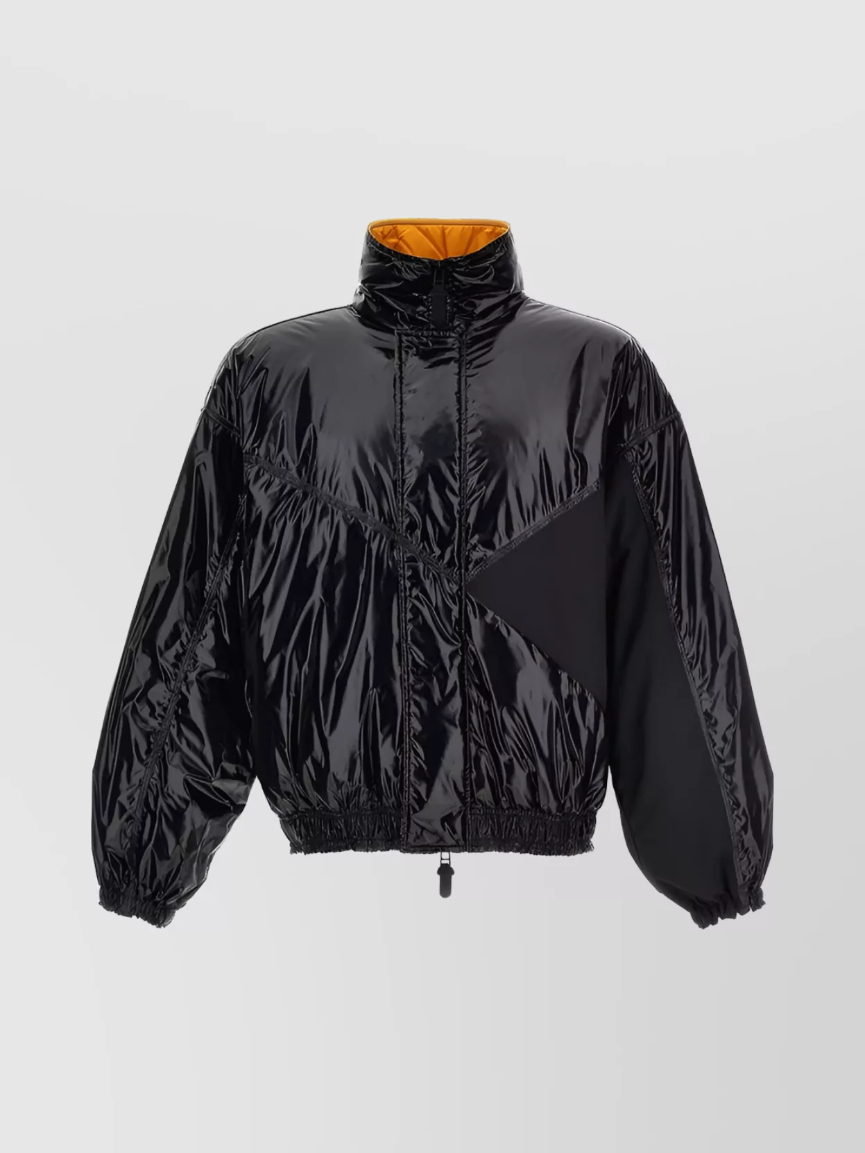 Shop Moncler Genius Shiny Collar Coated Coat In Black