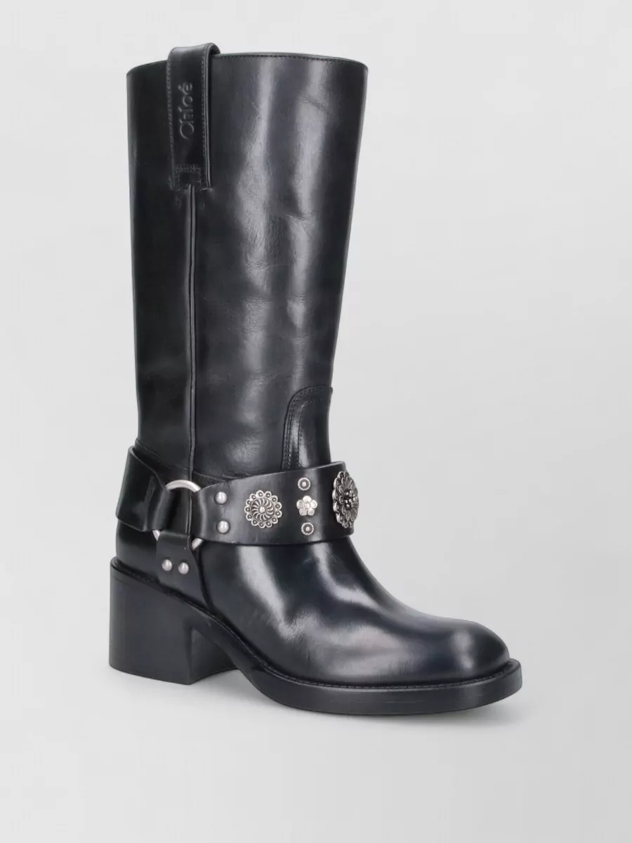 Chloé leather studded knee-high boots