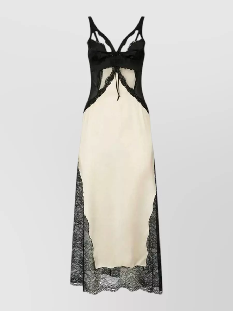 The Attico lace-trim satin midi dress