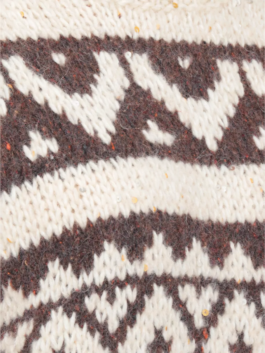 Peserico Alpaca-Blend High-Neck Long-Sleeve Geometric-Pattern Sequin-Embellished Ribbed Jumper