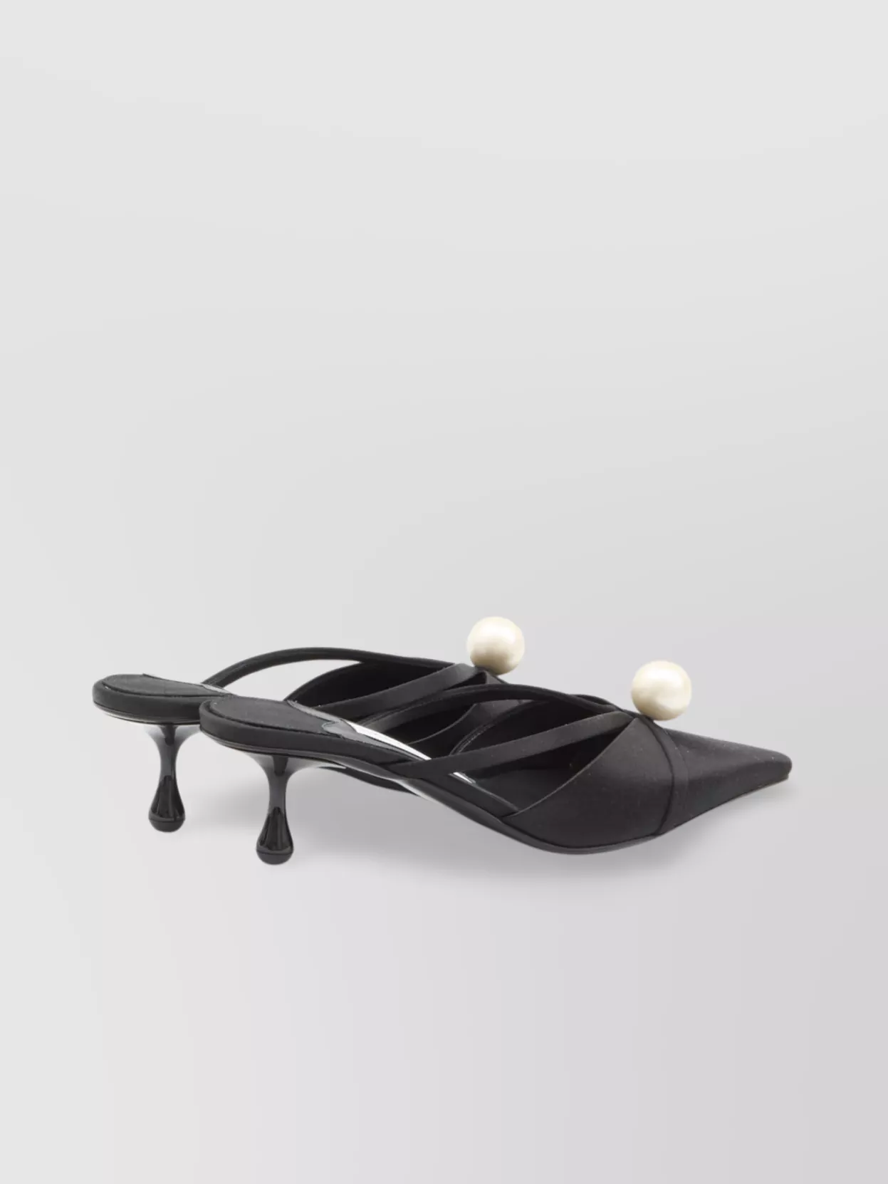 Jimmy Choo Pearl-Studded Satin Kitten Heel Mules