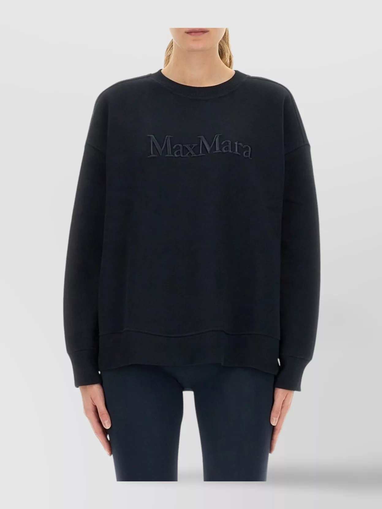 S Max Mara Logo Cotton Crew Neck Sweatshirt
