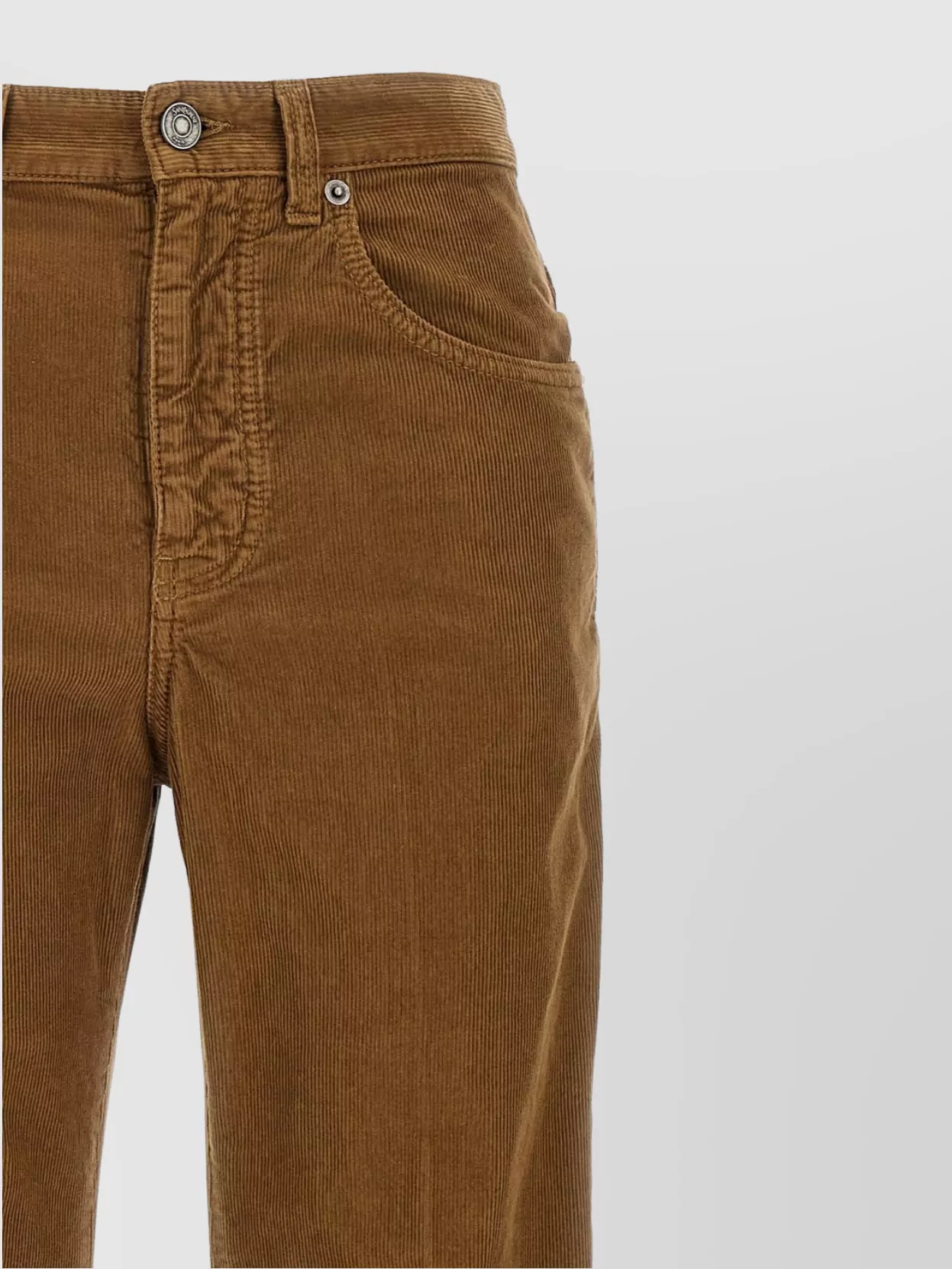 Saint Laurent Corduroy Trousers With Belt Loops And Pockets In Brown