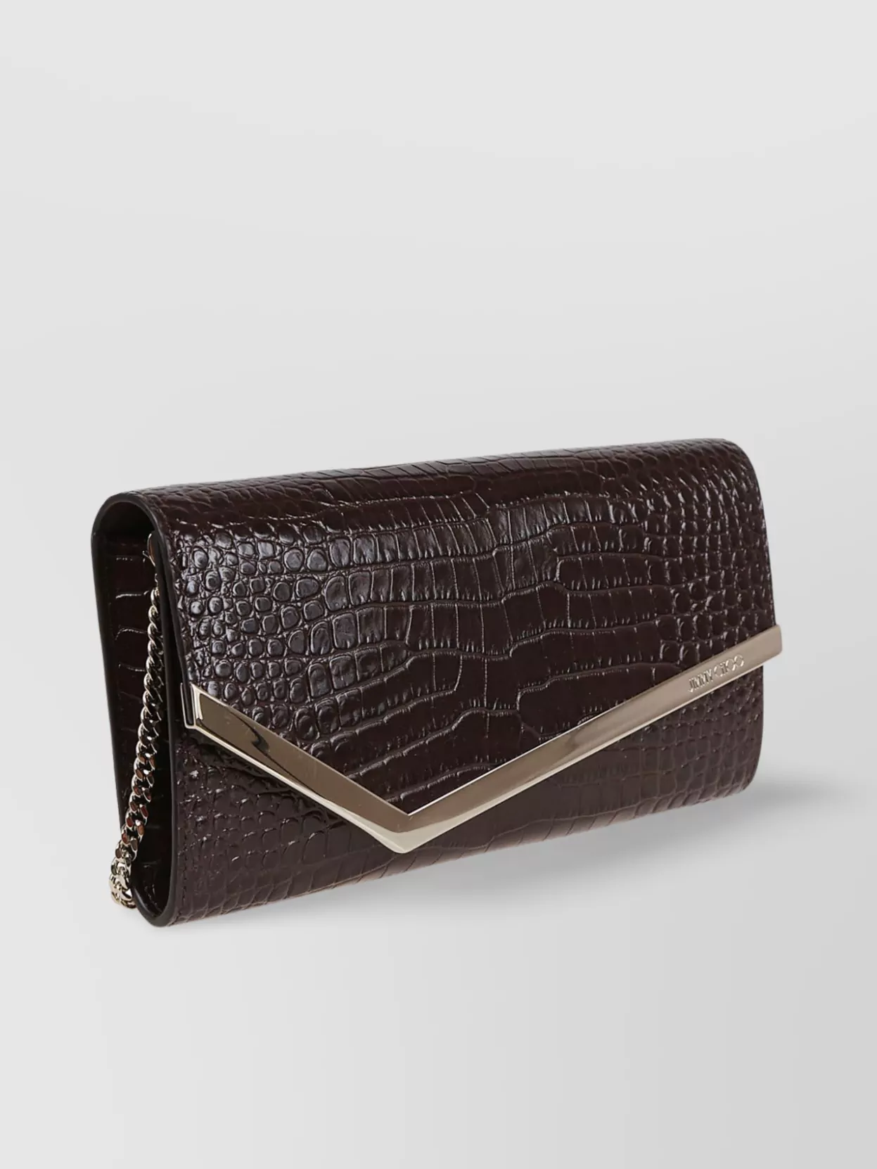 Jimmy Choo Crocodile Chain Strap Clutch Metal Accent