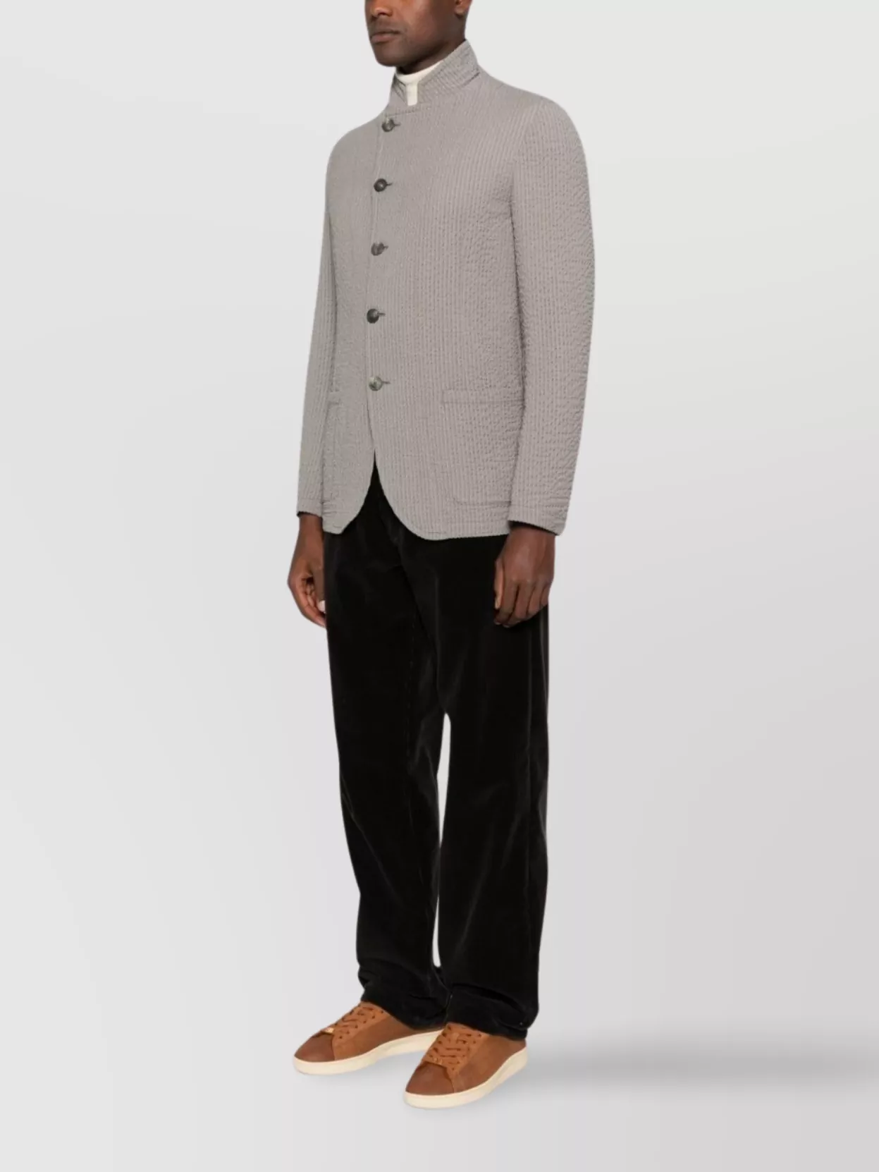 Emporio Armani Virgin Wool Blend Textured Fabric Jacket