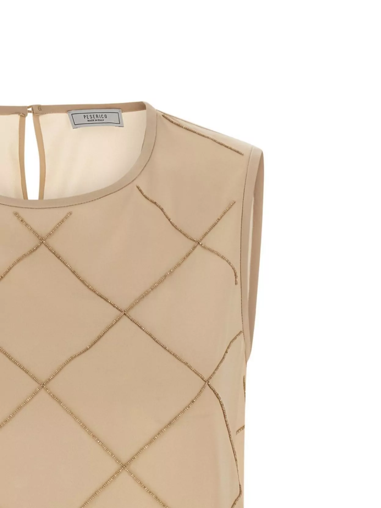 Peserico Embroidered Sleeveless Silk Top With Keyhole Back