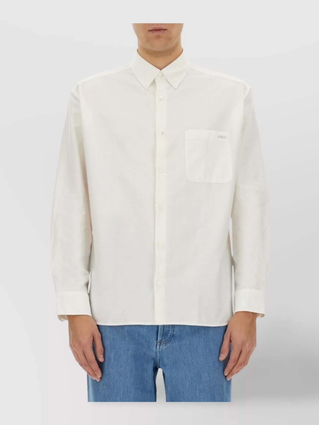 A.p.c. "Mateo" Button-Down Collar Shirt With Cuffed Sleeves