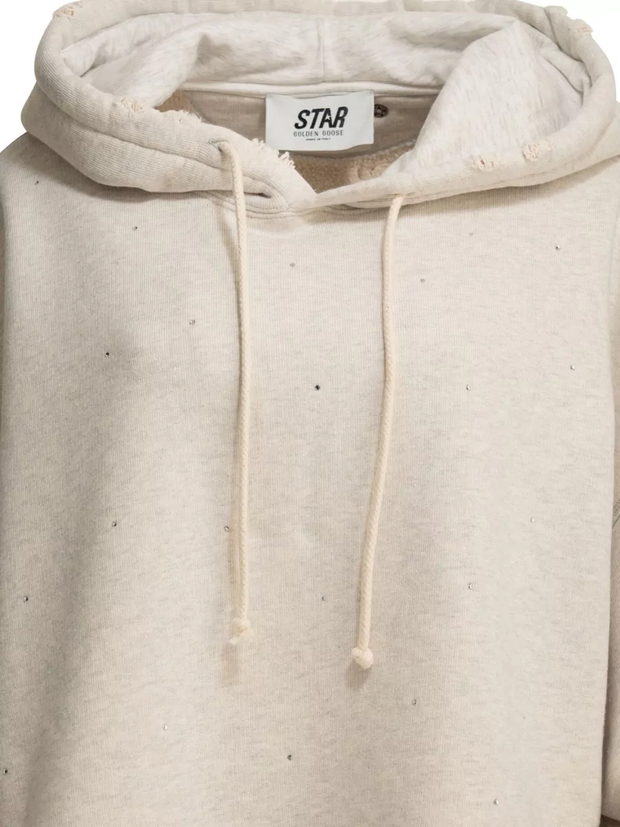 Golden Goose Cotton Crystal-Embellished Oversized Cropped Hoodie
