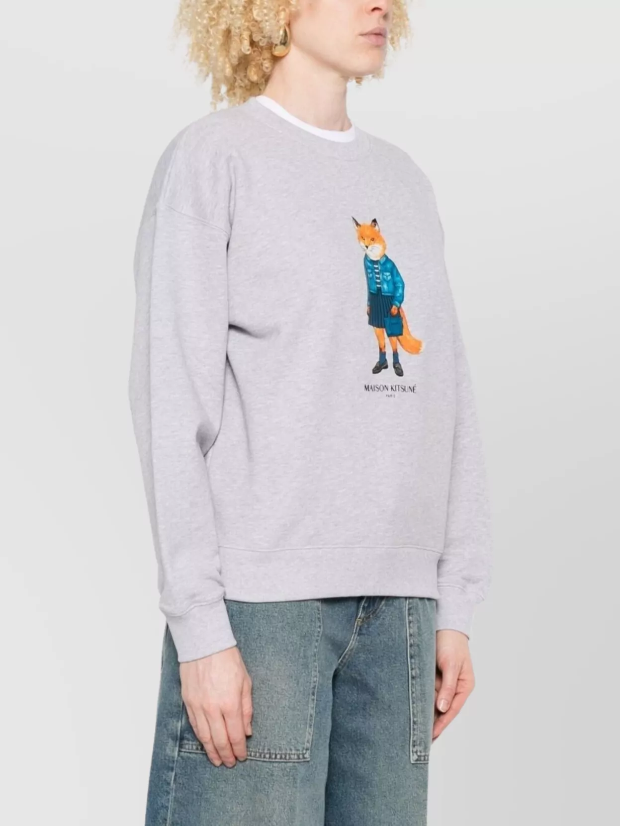 Maison Kitsuné Fox Graphic Crew Neck Cotton Sweatshirt