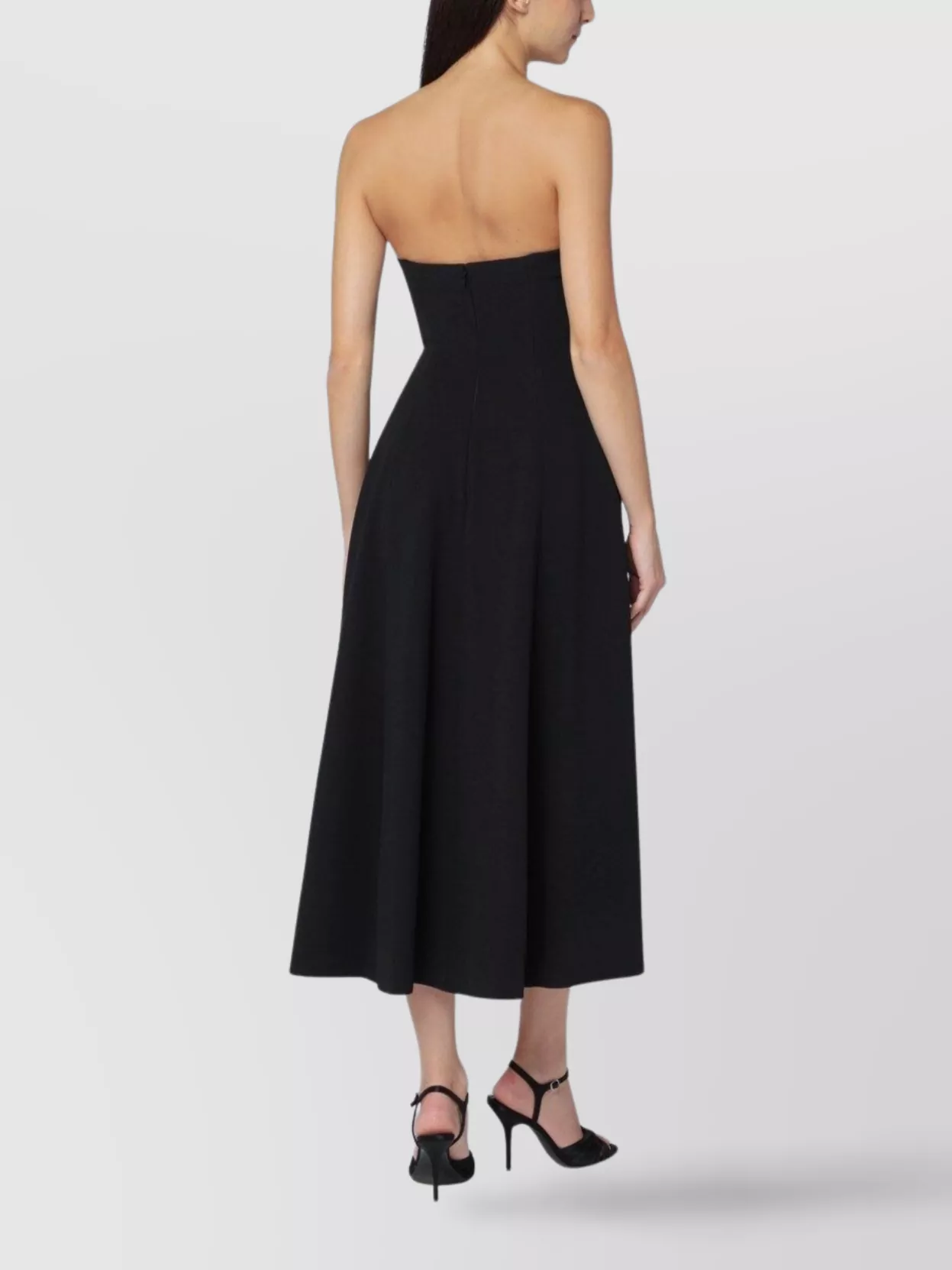 Alberta Ferretti Sleeveless Midi Dress Flared Skirt In Black