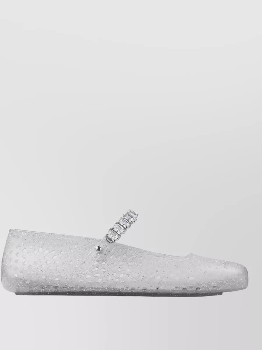 Jimmy Choo Crystal Embellished Jelly Ballerina Flats