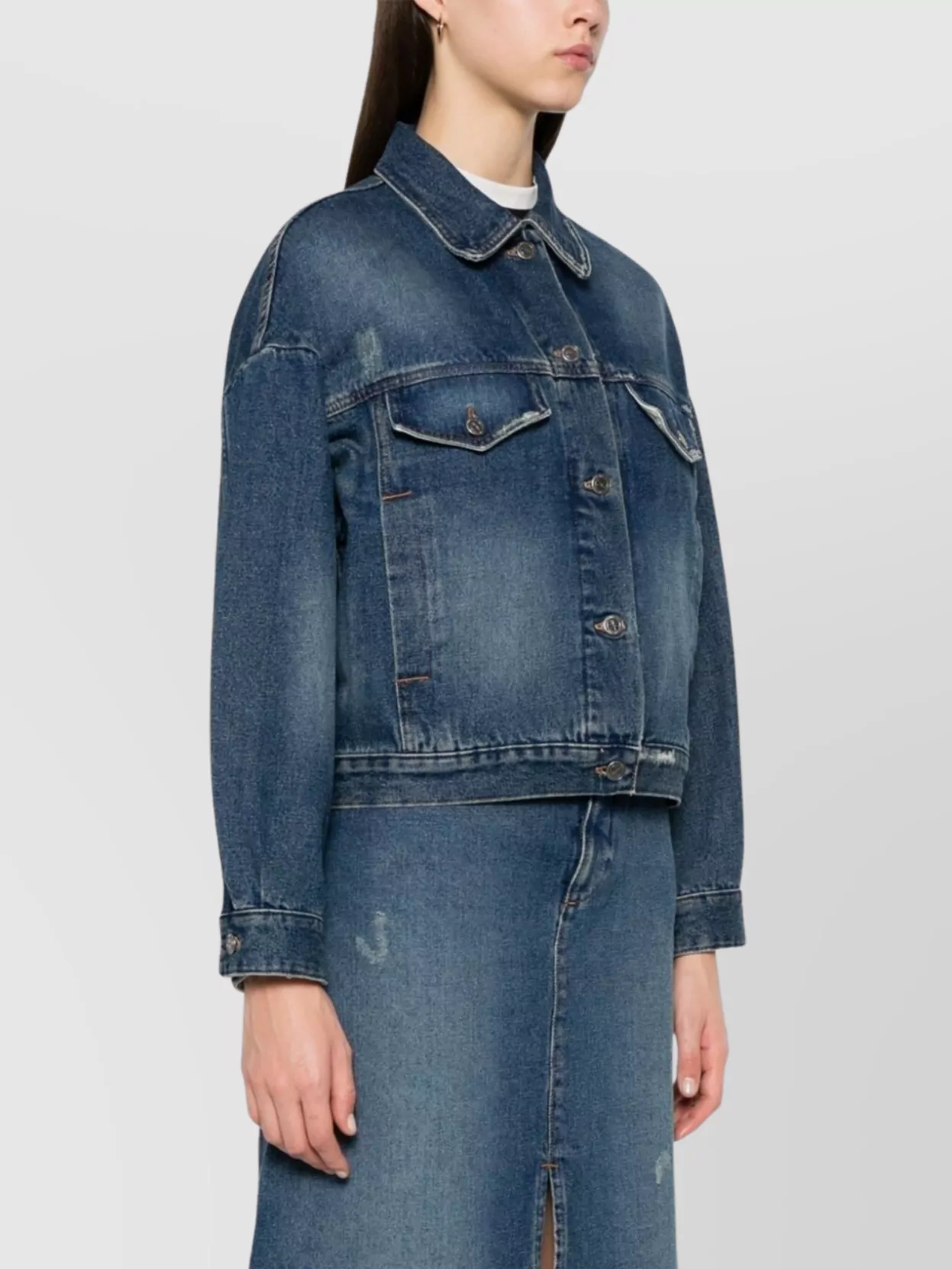 Shop Apc Short Denim Jacket Chest Pockets In Blue