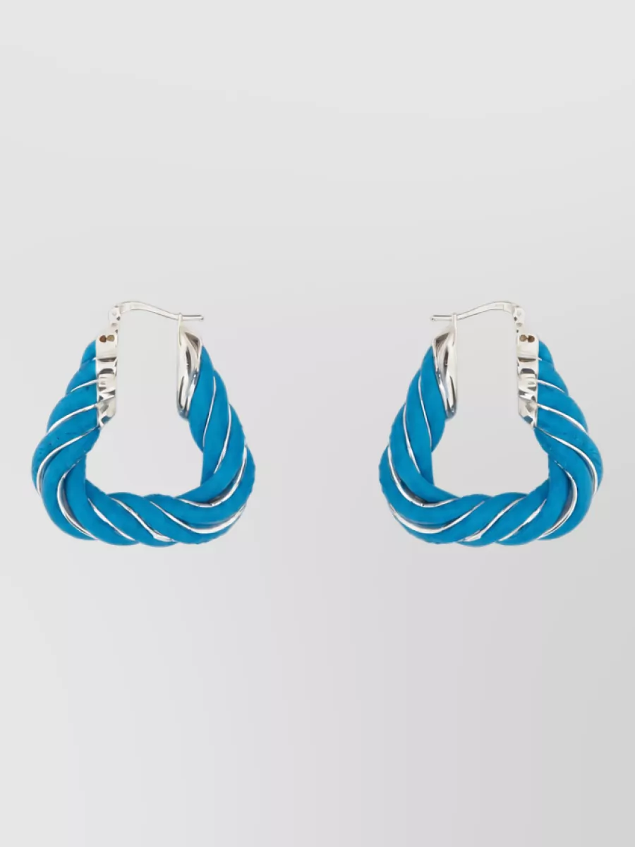Bottega Veneta Silver Twisted Hoop Earrings