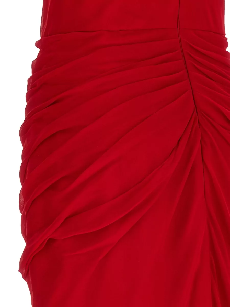 Carolina Herrera Chiffon Dress Strapless Ruched Detailing Design