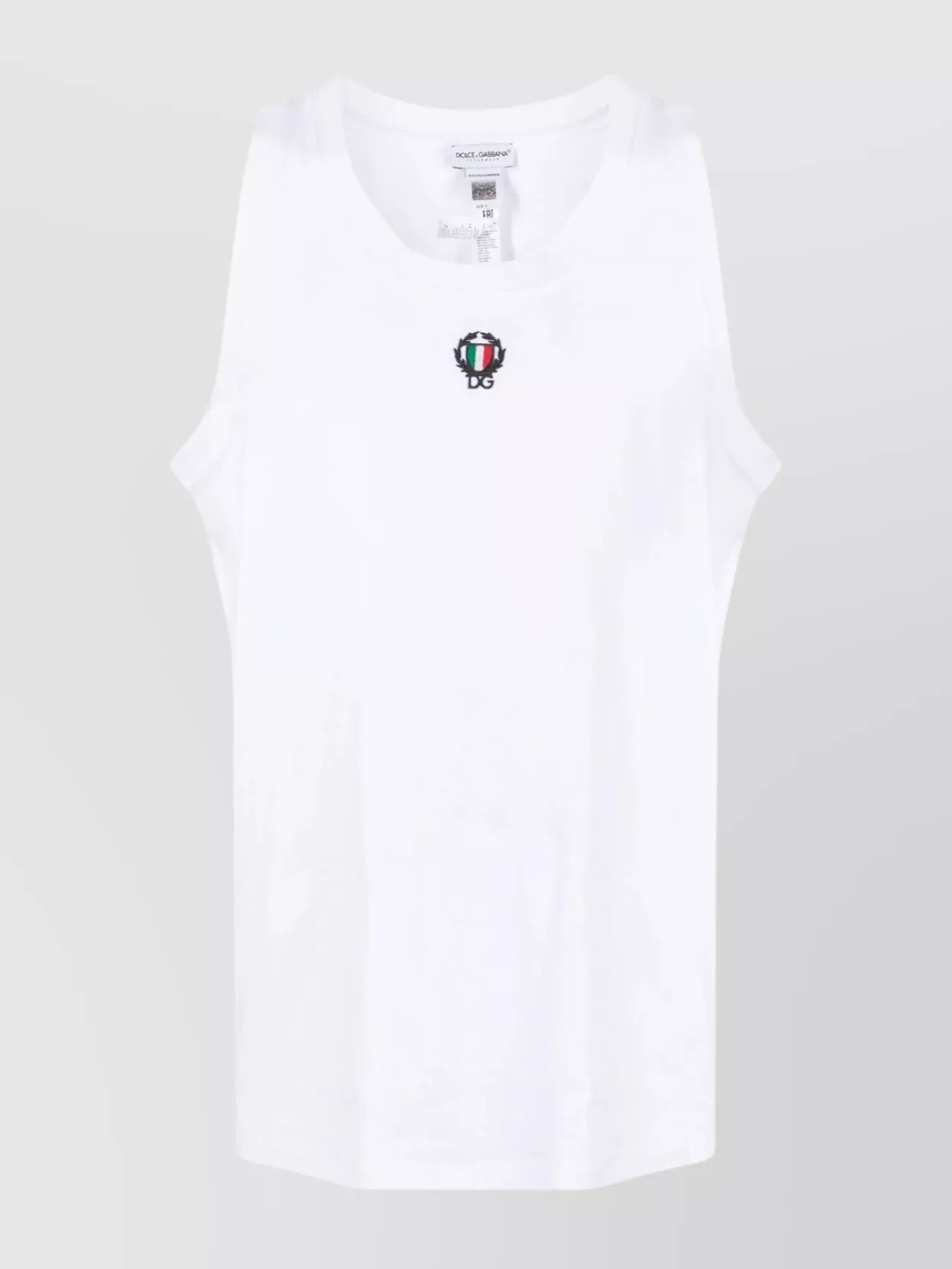 Shop Dolce & Gabbana Logo Embroidered Sleeveless Tank Top In White