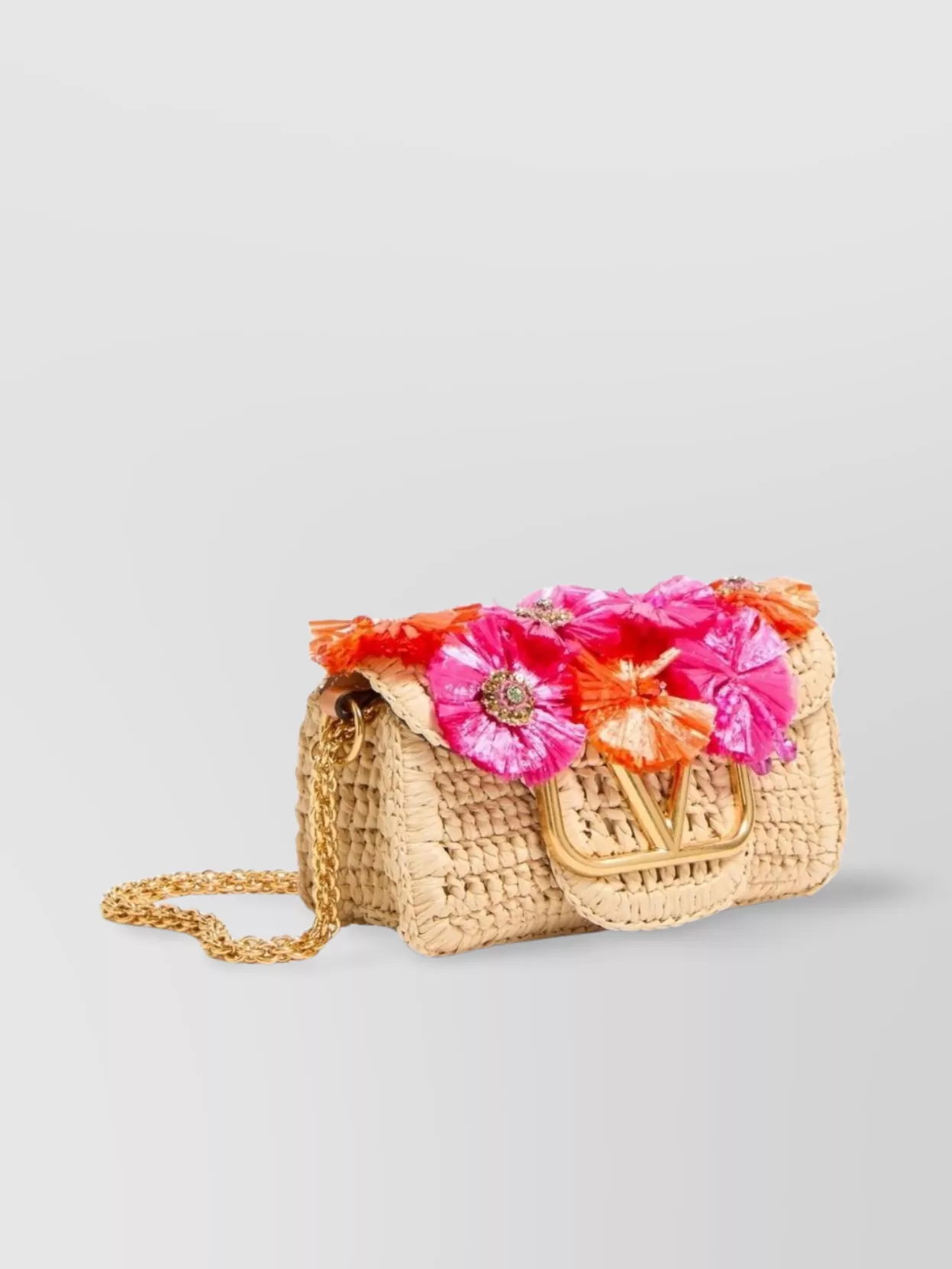 Valentino Raffia Vlogo Signature Handbag
