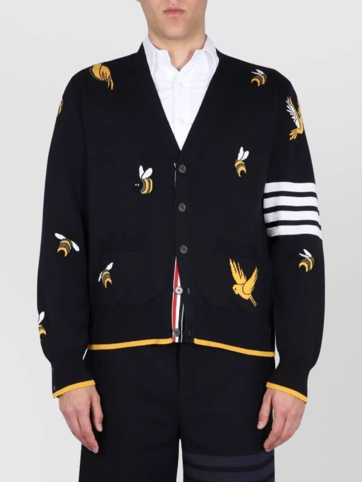 【送料&関税込】Thom Browne Cardigan With Birds And Bees Thom Browne Birds and bees inlays cardigan | The Fashion Square