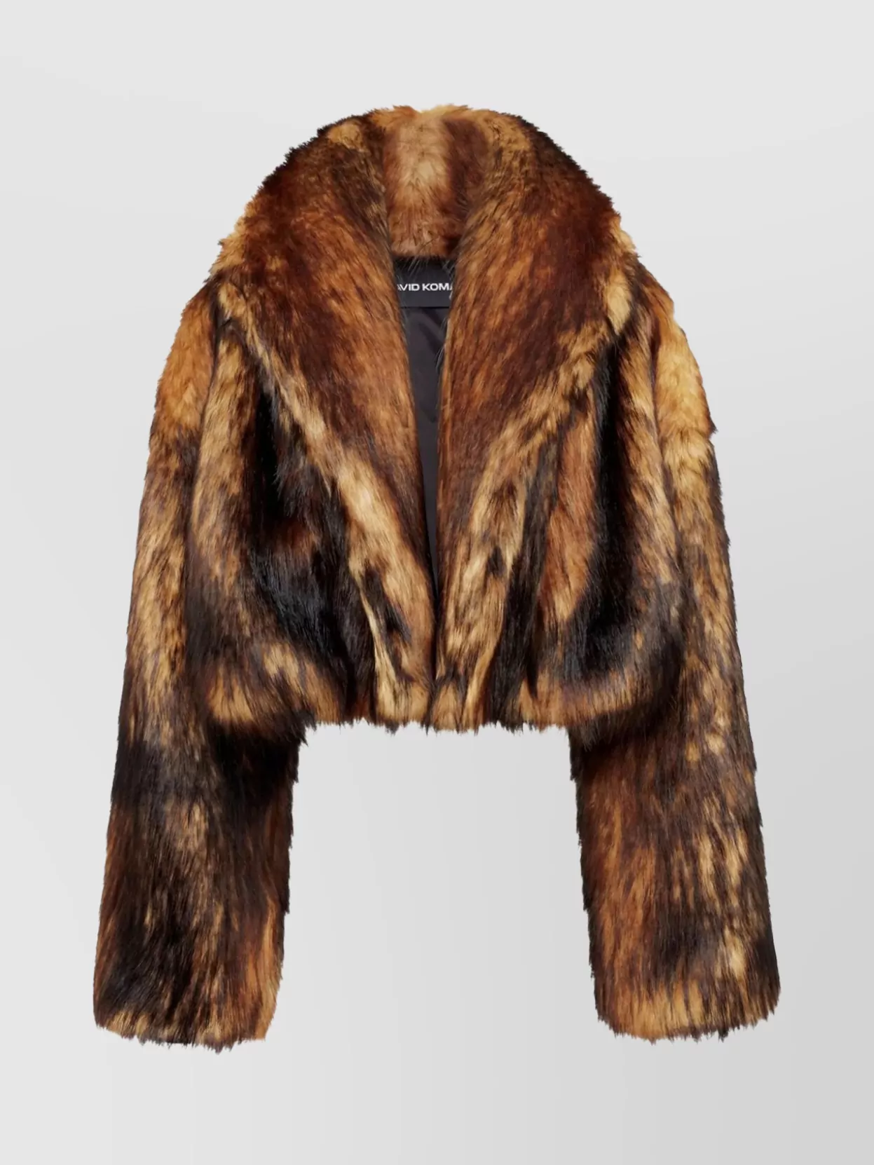 David Koma Cropped Oversized Faux Fur Jacket In Brown