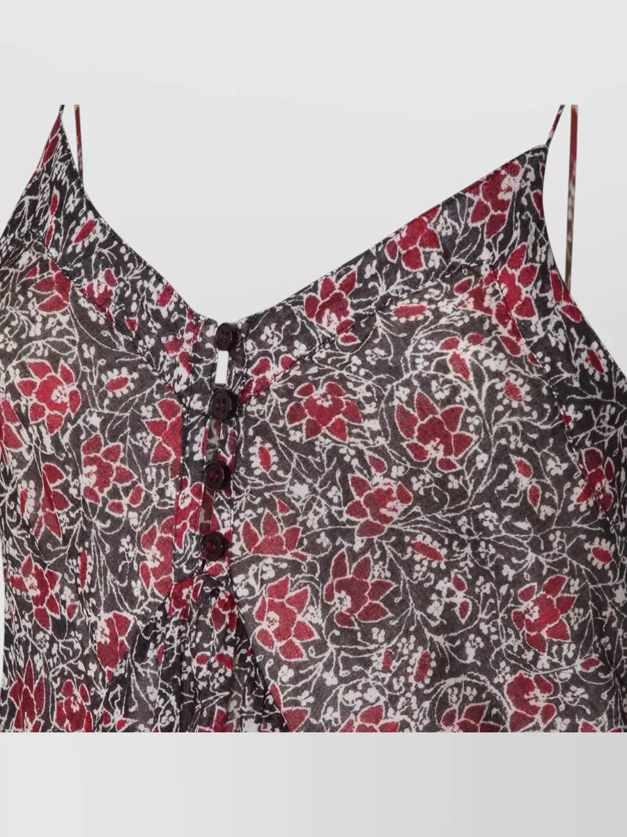 Isabel Marant Etoile Knee Length Dress Tiered Floral Spaghetti Straps