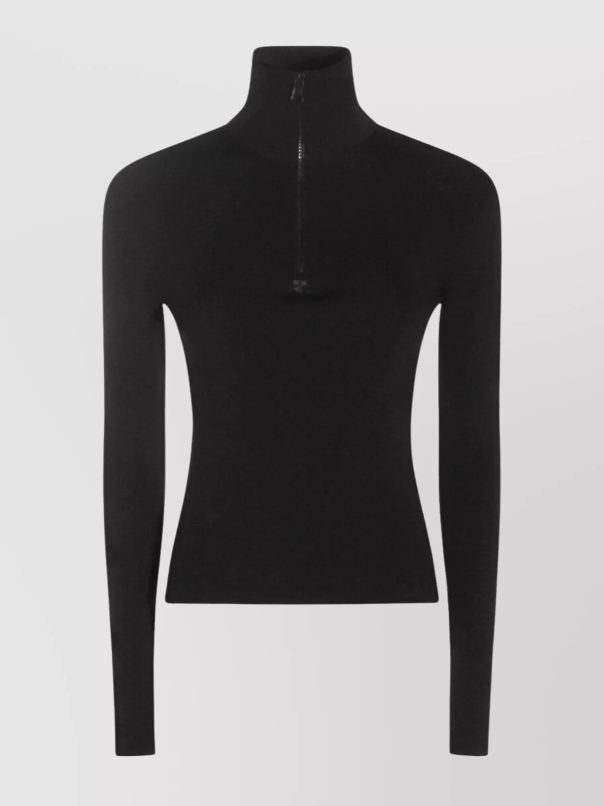 Courrèges High Neck Long Sleeve Knitwear Top In Black