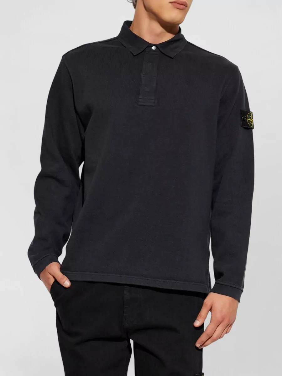 Stone Island Cotton Long-Sleeve Polo Shirt