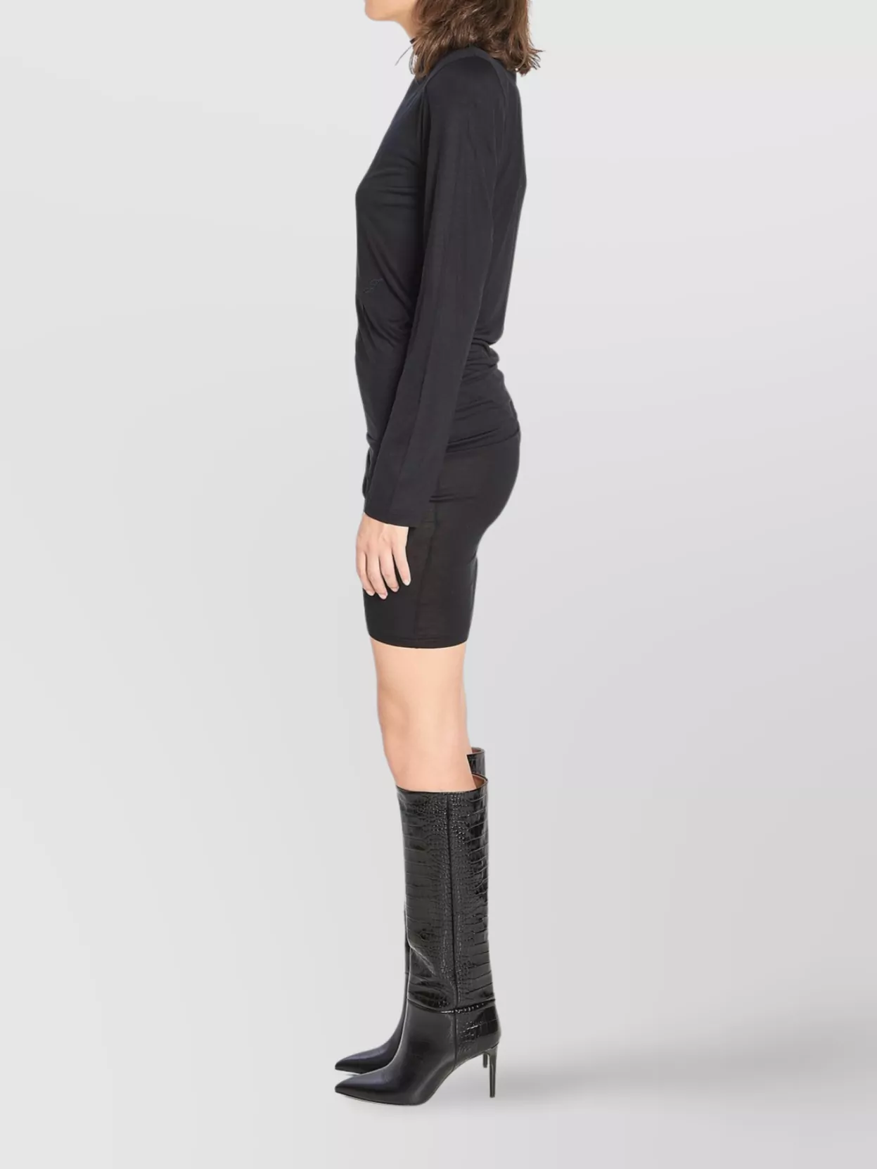 Jacquemus Knee-length Turtleneck Dress With Draped Side Seams In Black