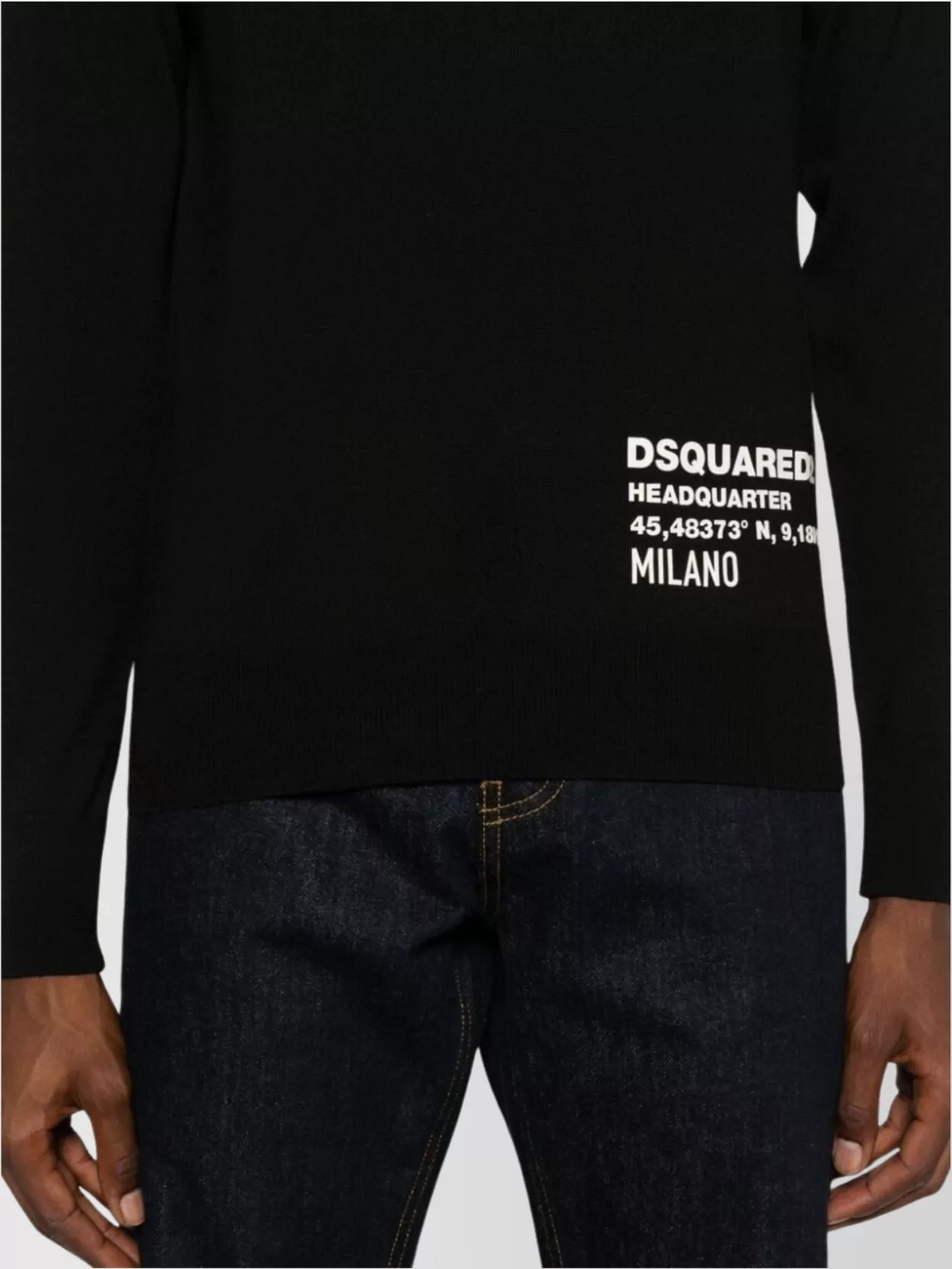 Dsquared2 Ribbed Hem Long Sleeve Crew Neck Sweater