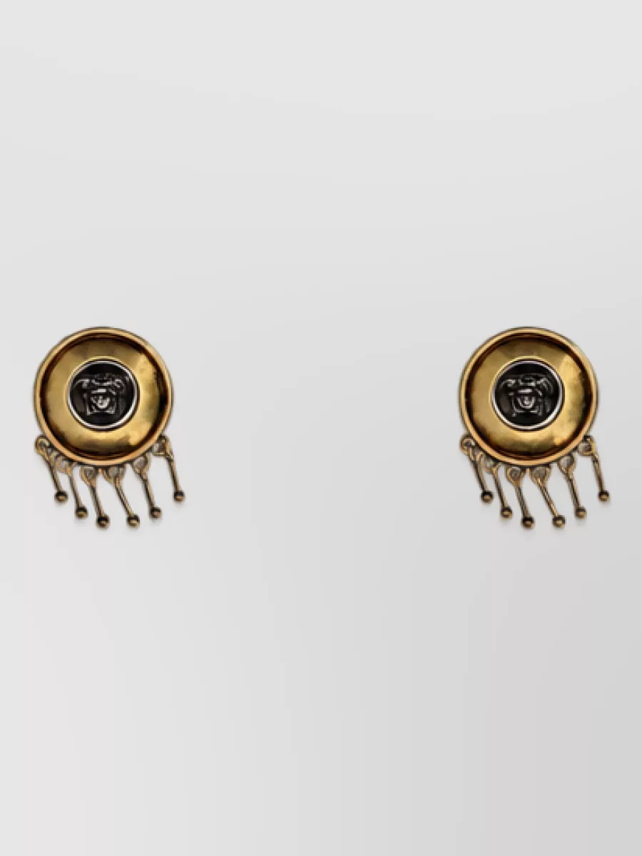 Versace brass medusa clip-on drop earrings