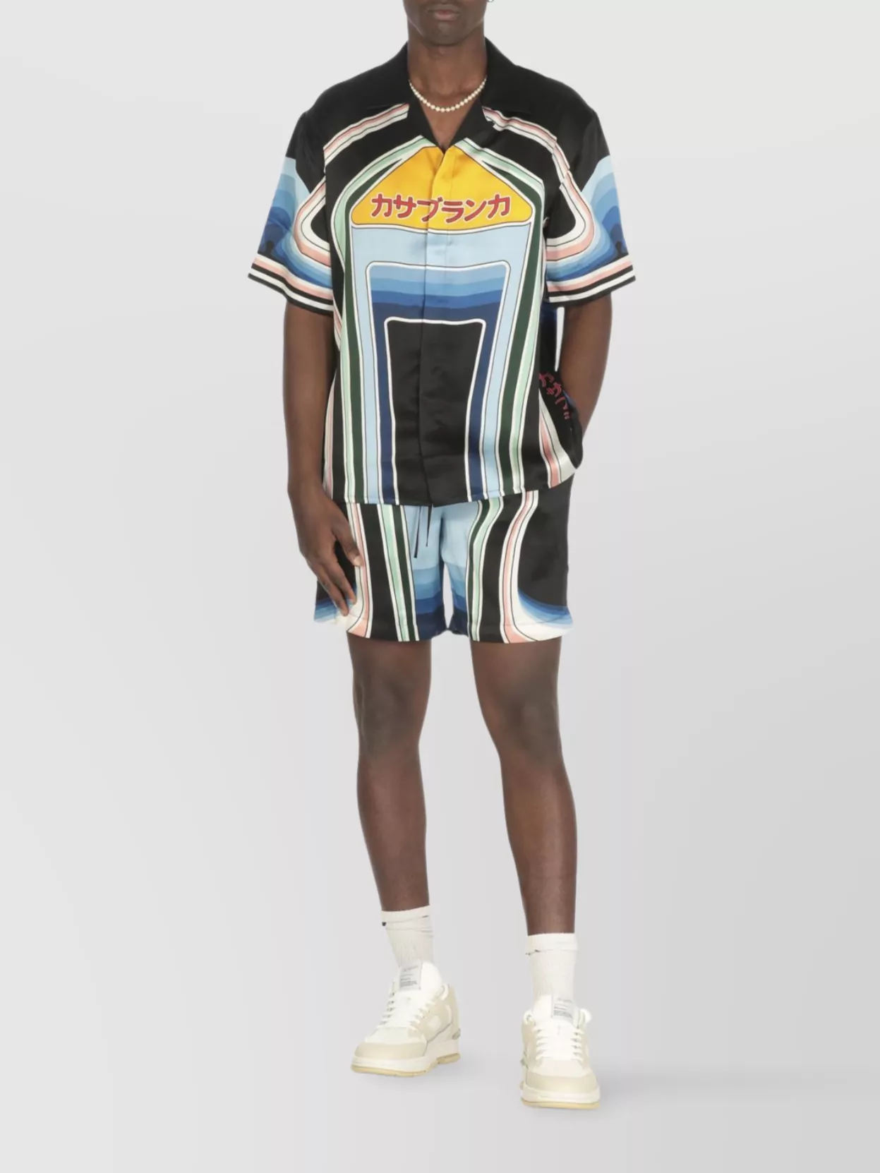 Casablanca Mountain Graphic Silk Shirt With Elastic Waistband