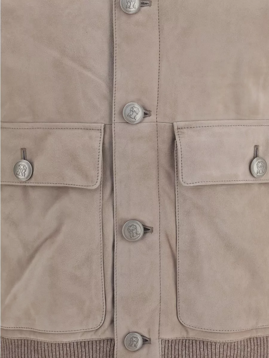 Brunello Cucinelli Suede High-Neck Jacket