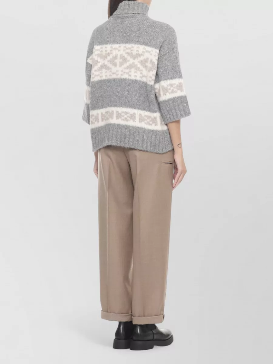 Peserico High Neck Knitwear Contrasting Pattern
