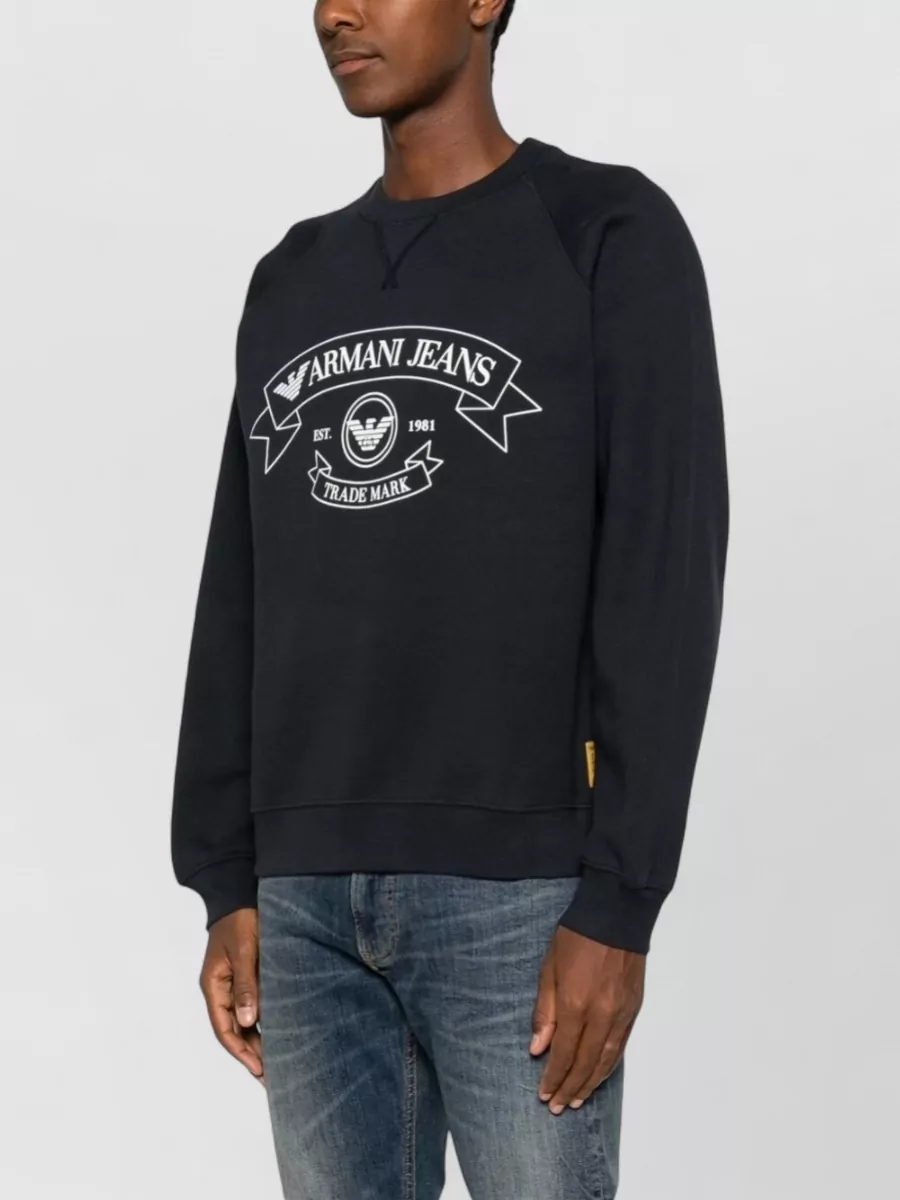 Emporio Armani Cotton Logo Print Crew Neck Long Sleeve Sweatshirt