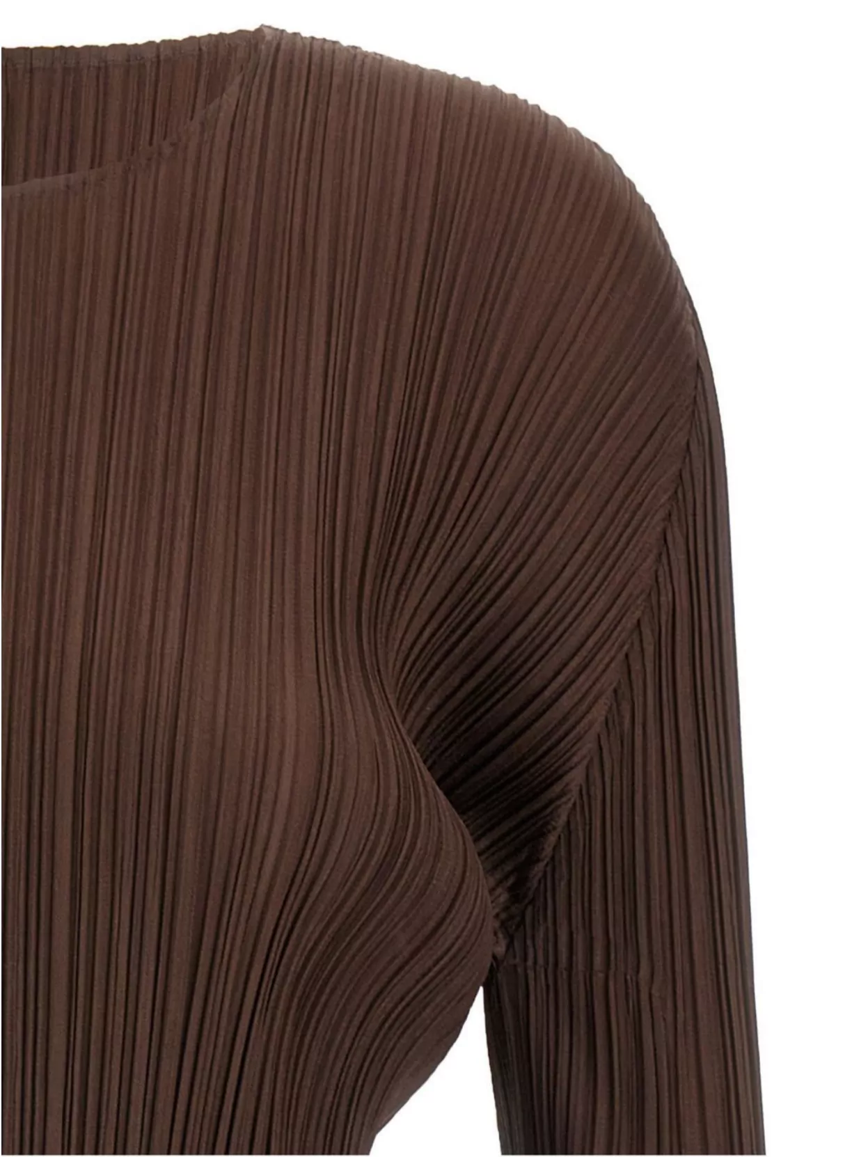 Shop Issey Miyake March Pleated 3/4 Sleeves Round Neck Top