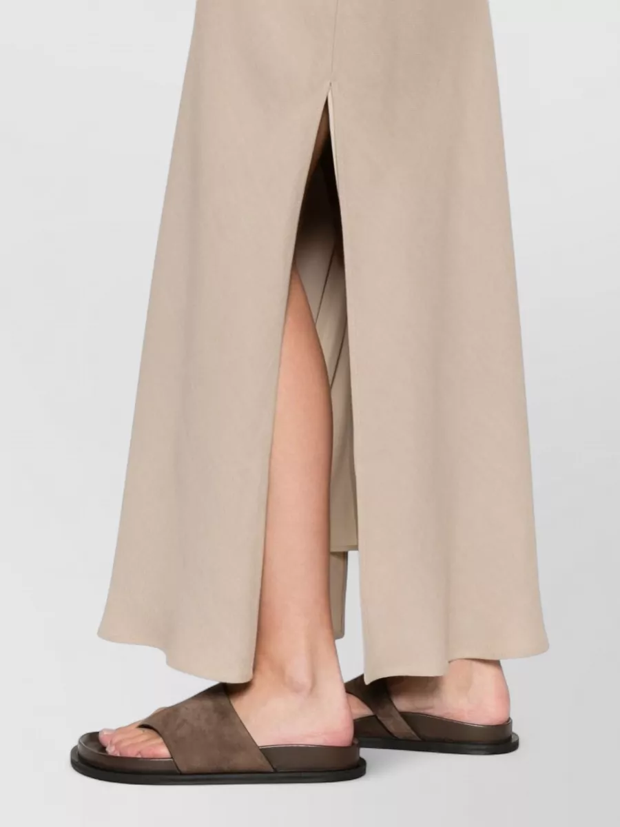 Brunello Cucinelli Long Skirt With High Waist And Side Slit In Animal Print