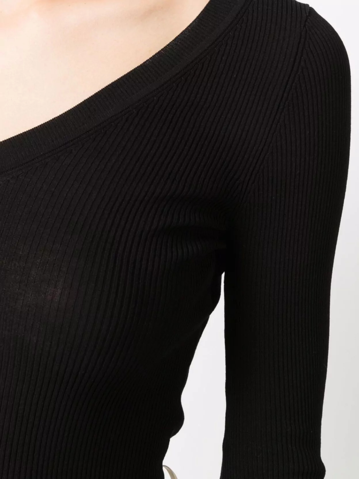 Parosh Ribbed Texture V-Neck Fitted Top