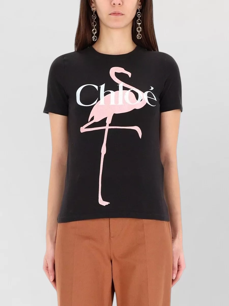 Chloé Logo Crew Neck Graphic Print T Shirt